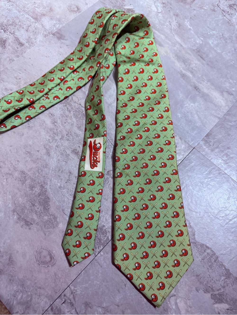 VTG Long Island Ducks Baseball Silk Necktie Green Novelty Sports MiLB Team Tie